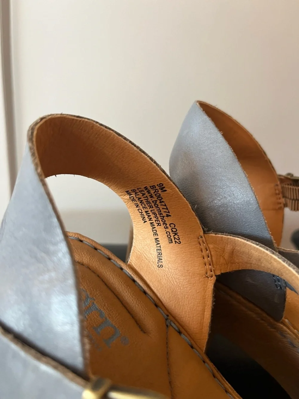 Born Silver Leather Platform Sandals with Wood-Effect Heel - Picture 2 of 9